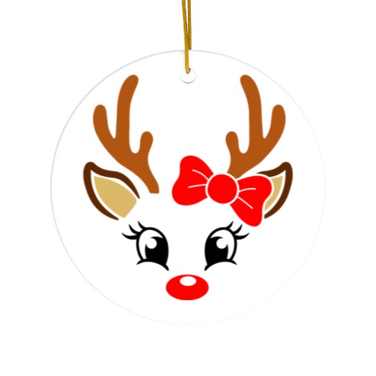 Reindeer Face Christmas, Merry Christmas Ceramic Ornaments
