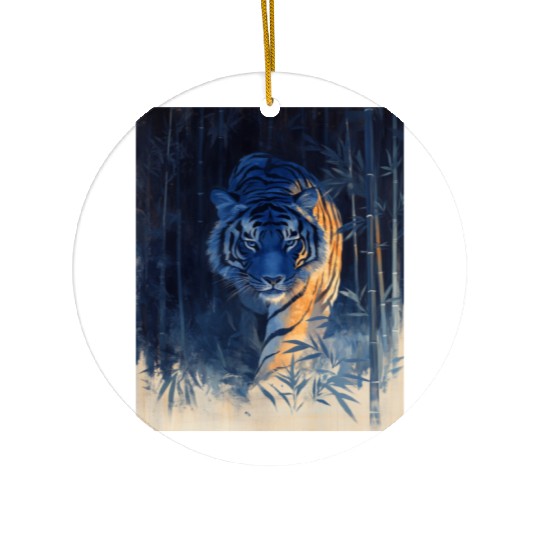 Majestic Tiger in the Bamboo Forest Ceramic Ornaments