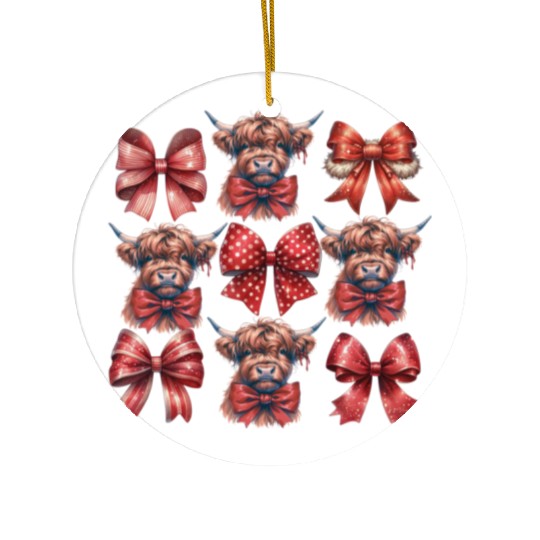 Christmas Bow, Merry Christmas Ceramic Ornaments