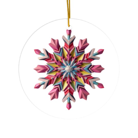snowflake in bright candy colors-Abstract style Ceramic Ornaments
