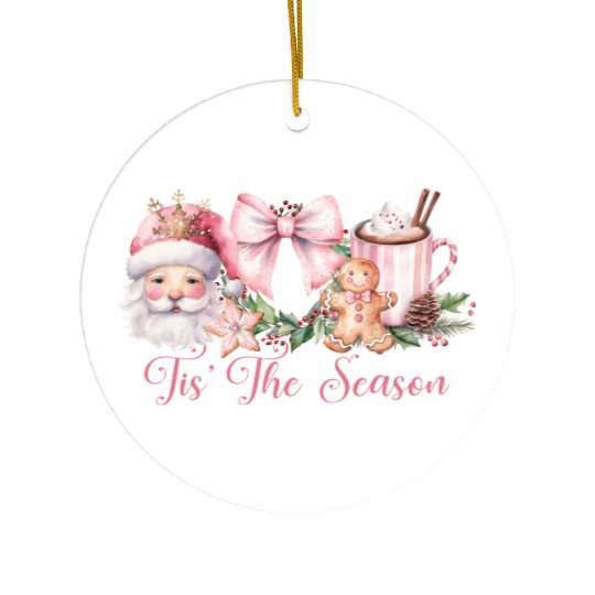 Pink Tis The Season Set Pink Ceramic Ornaments