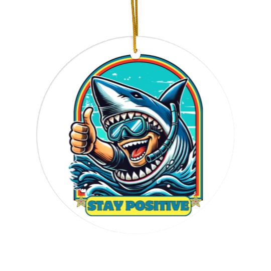 Stay Positive Shark Ceramic Ornaments