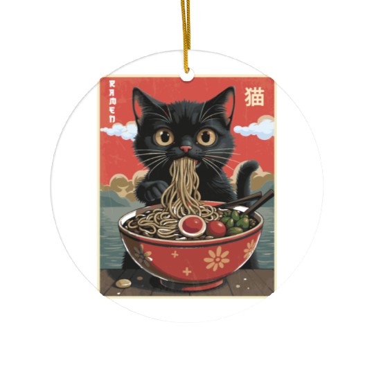 Cat Ramen Japanese Ceramic Ornaments