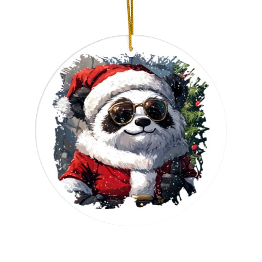 Panda Santa Claus Ceramic Ornaments