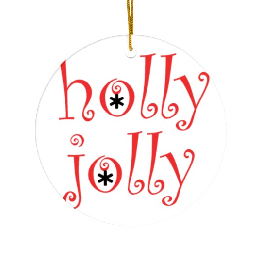 Whimsical Holly Jolly Font Design Ceramic Ornaments