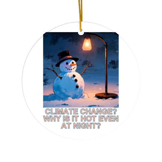 Frosty Snowman Under Street Lights Christmas Ceramic Ornaments