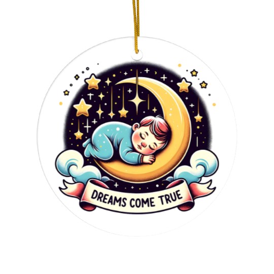 Dreams Come True Under Starry Night Sky Ceramic Ornaments