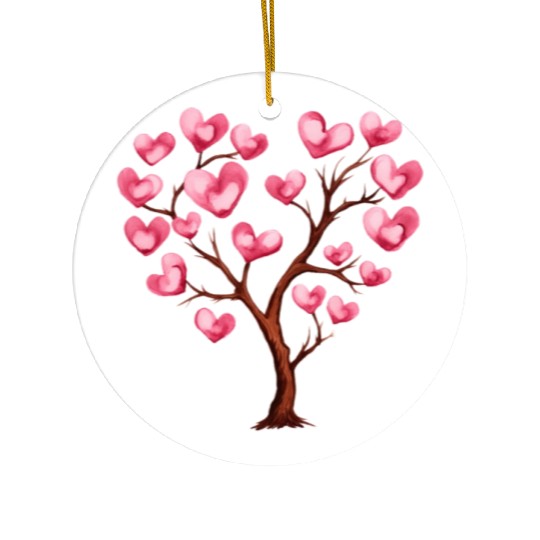 Heart Tree, Valentines Day Ceramic Ornaments