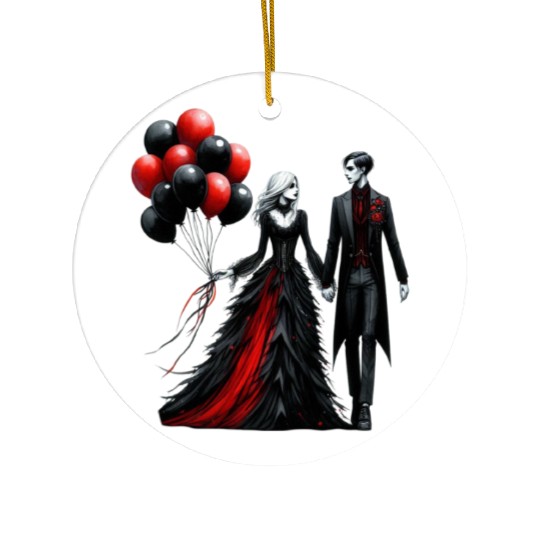 Black Gnomes Valentines Day Ceramic Ornaments