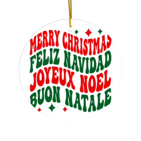 Merry christmas feliz navidad joyeux noel Ceramic Ornaments