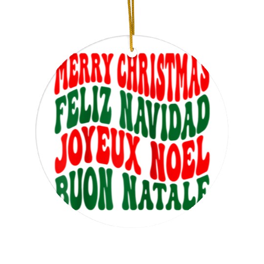 Merry christmas feliz navidad joyeux noel Ceramic Ornaments