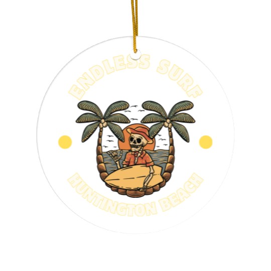 Huntington Beach Endless Surf Ceramic Ornaments