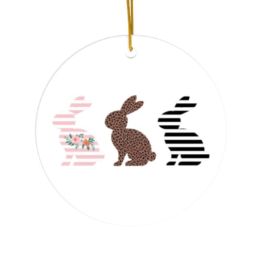 Happy Easter Cute Easter Leopard Bunny Rabbit Ceramic Ornaments