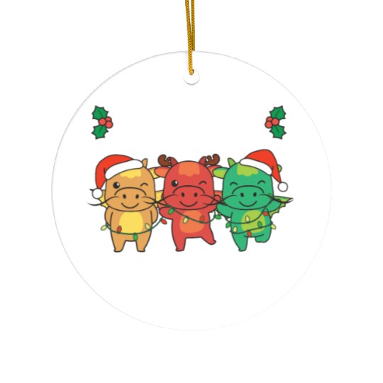 Merry Christmas Cute Dragon Festive Lights Dragon Ceramic Ornaments