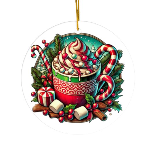 Festive Hot Cocoa Christmas Delight Ceramic Ornaments