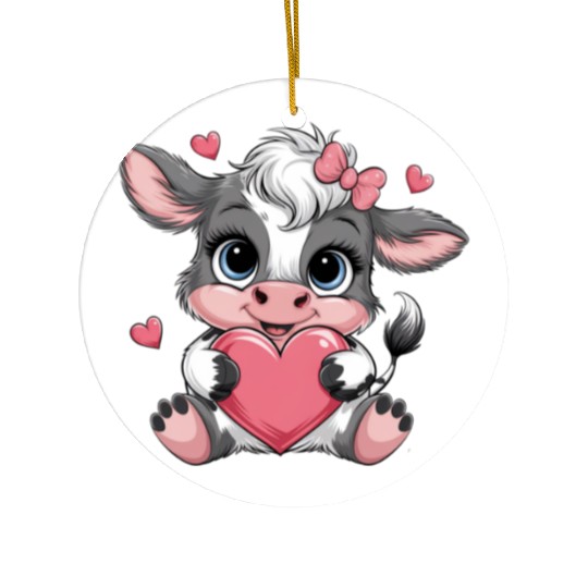 Cow Valentines Ceramic Ornaments