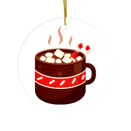 Cozy Hot Chocolate Mug Design Ceramic Ornaments
