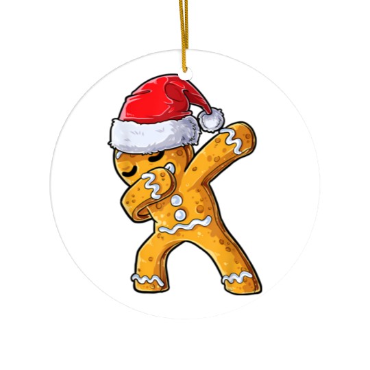 Dabbing Gingerbread Santa Christmas Xmas Cookie Ceramic Ornaments