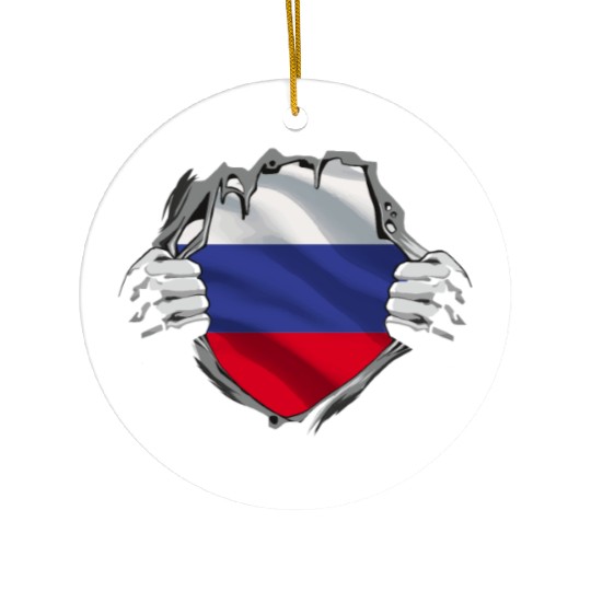 Russian Flag Breaking Through Design Ceramic Ornaments