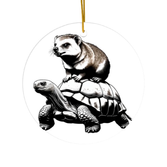 Funny Hyrax Riding a Turtle - Unique and Hilarious Ceramic Ornaments