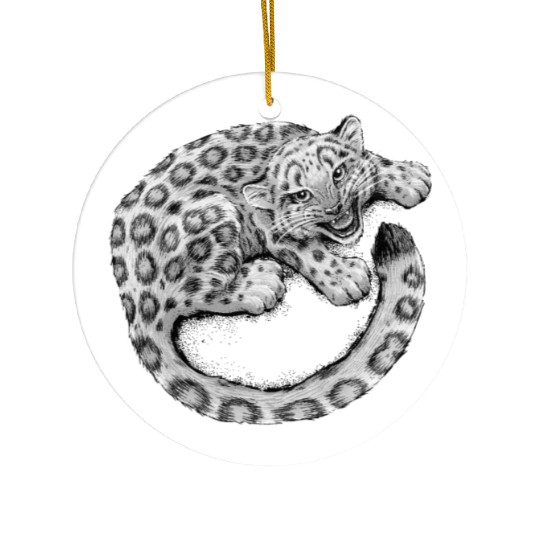 Snow Leopard Cub Ceramic Ornaments