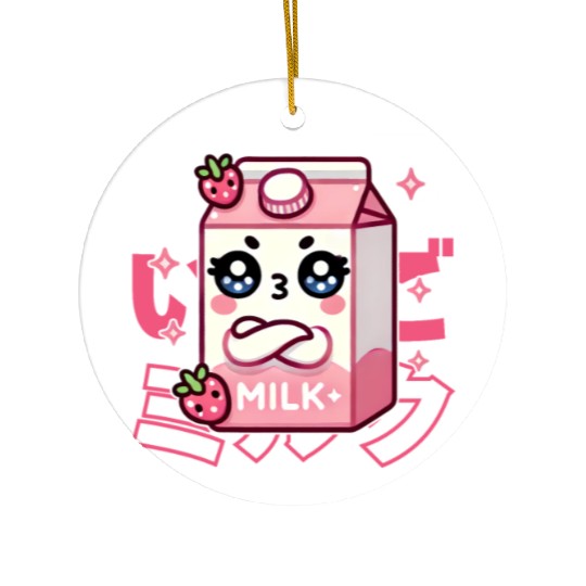 Touchy Strawberry Milk Hug Ceramic Ornaments