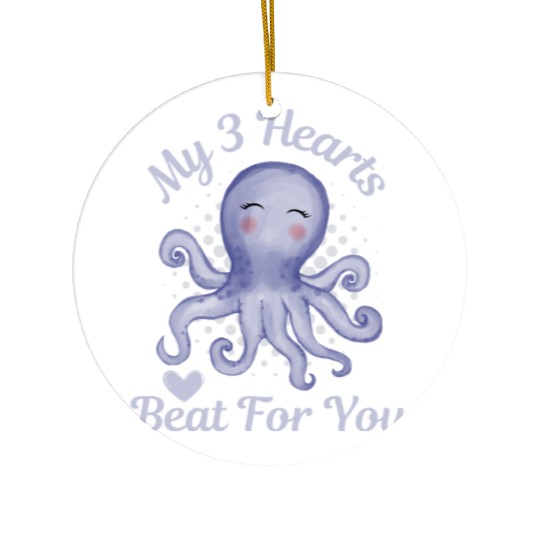 Octopus Valentine s Day Gift My 3 Hearts Beat for Ceramic Ornaments