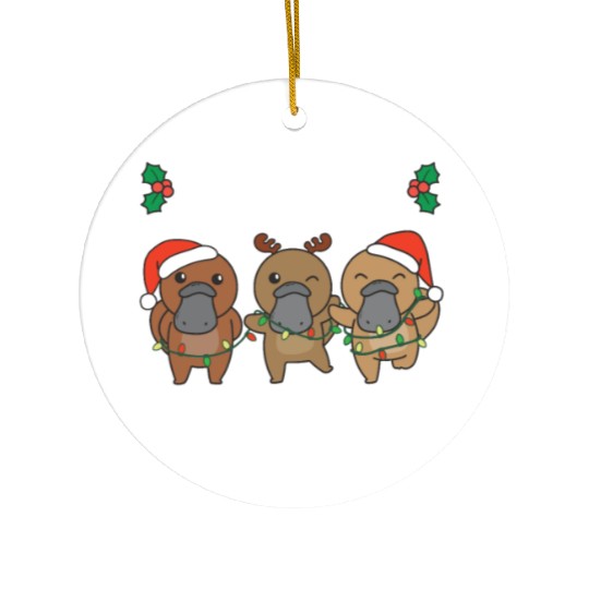 Merry Christmas Cute Platypus Festive Lights Ceramic Ornaments