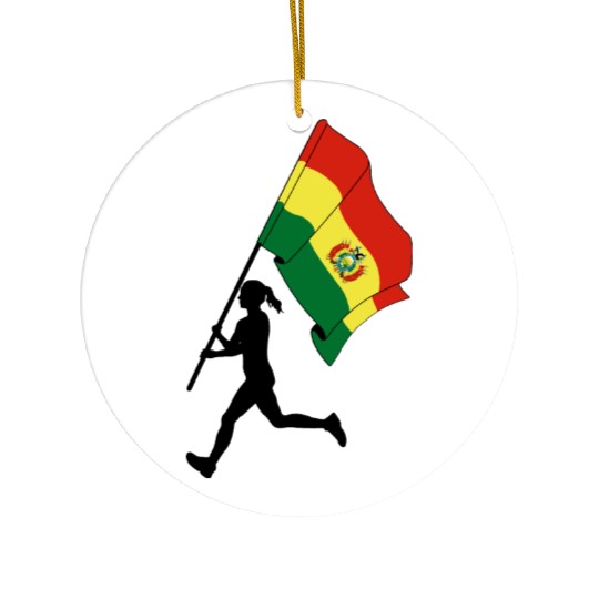 Flag Bolivia woman running Ceramic Ornaments