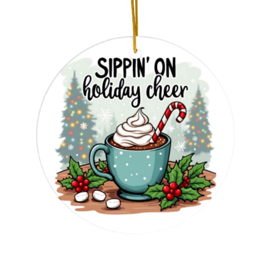 Sippin' On Holiday Cheer Hot Cocoa Ceramic Ornaments
