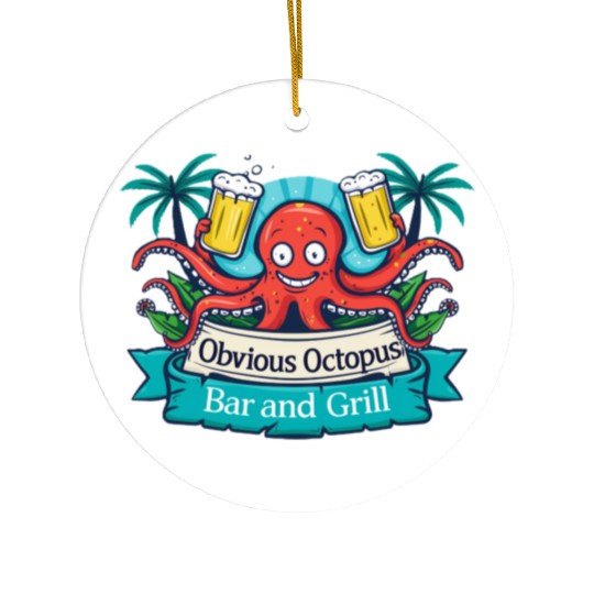 Obvious Octopus Bar and Grill Ceramic Ornaments