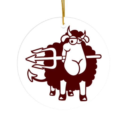 Sheep Devil Satan Hell Evil Trident Horns Cool Fun Ceramic Ornaments
