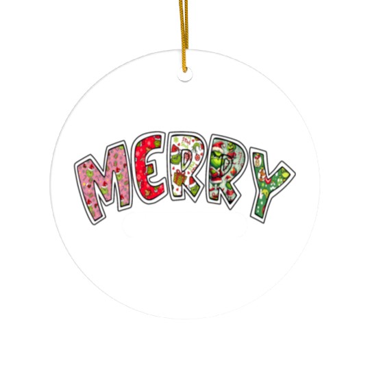 Merry Grin Happy Christmas Ceramic Ornaments
