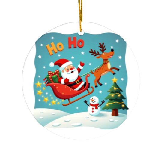 Santa Clause waving " HO-HO" Ceramic Ornaments