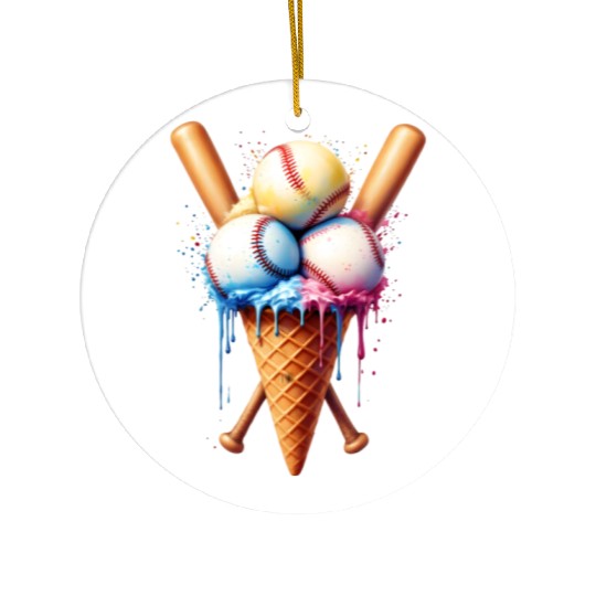 Baseball Ice Cream Ceramic Ornaments
