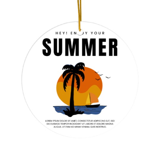 Golden Horizons: Summer Sunset Design Ceramic Ornaments