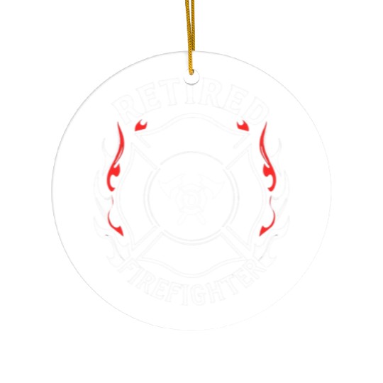 Retired Firefighter Maltese Cross Flame Design Ceramic Ornaments