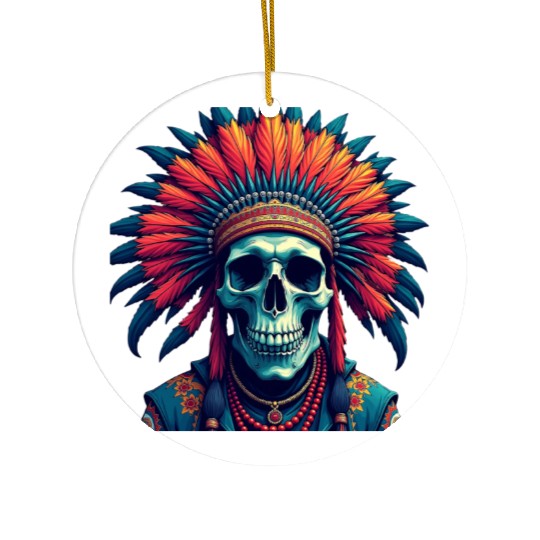 Feathered Skull Ceramic Ornaments