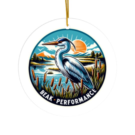 Great Blue Heron Beak Performance Retro Ceramic Ornaments