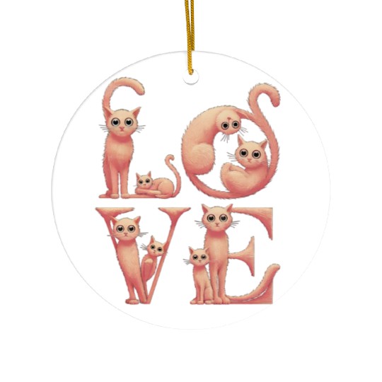 Love Cat peach Ceramic Ornaments