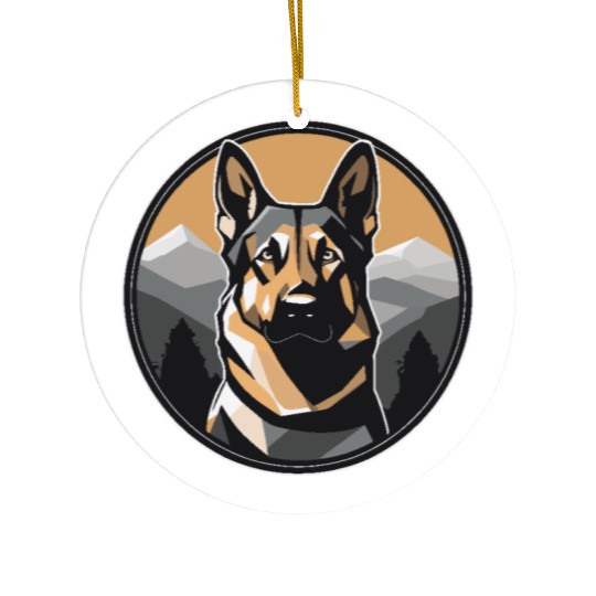 German Shepherd in Nature Ceramic Ornaments