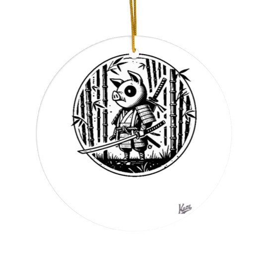 Pig Samurai in Bamboo Forest Ceramic Ornaments