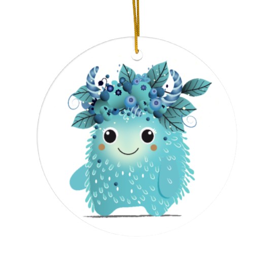 Cute Blueberry Monster - Fruity and Playful Ceramic Ornaments