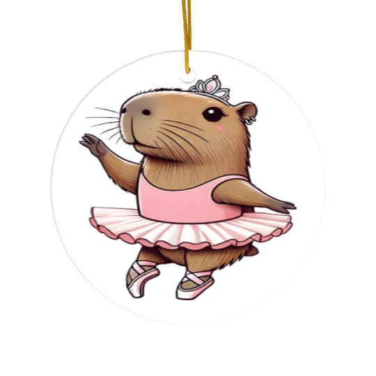 Ballerina Capybara Ballet Dance Plié, Chassé Jetté Ceramic Ornaments