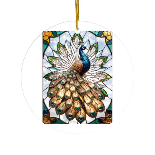 Stained Glass Peacock Ceramic Ornaments