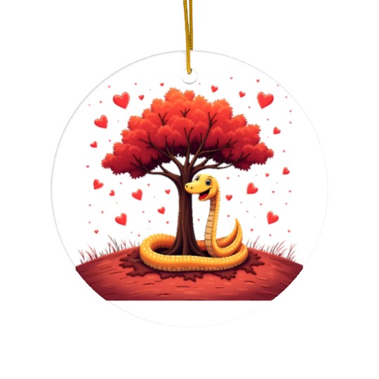I love my snake heart tree Ceramic Ornaments