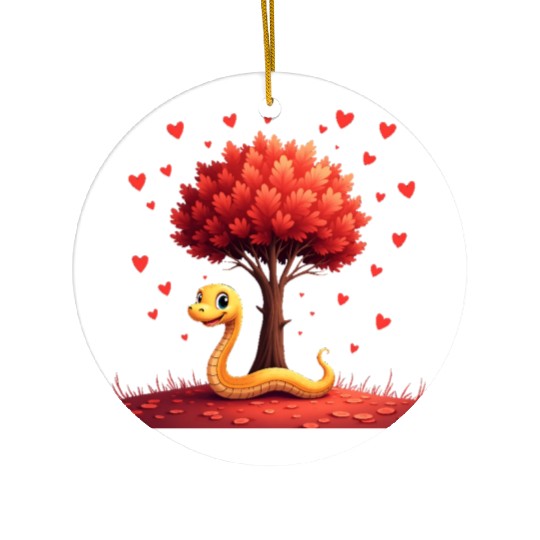 I love my snake heart tree Ceramic Ornaments