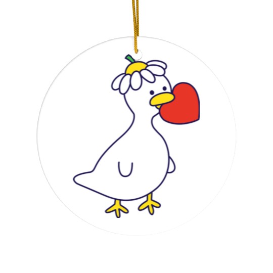Silly Goose in Love Ceramic Ornaments