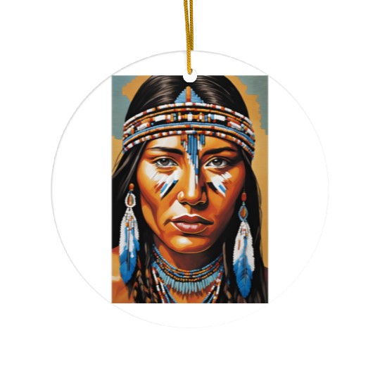 Native American woman Ceramic Ornaments