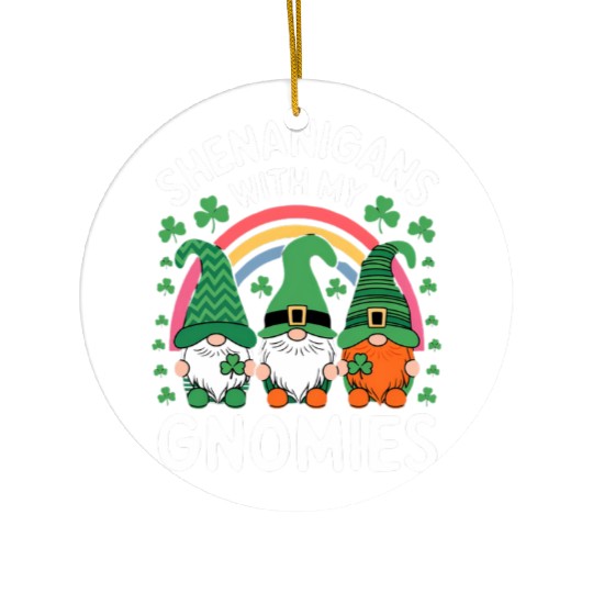 St. Patrick's Day Shenanigans with Gnomes Ceramic Ornaments